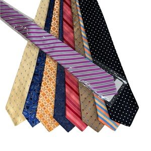Tom James Royal Classic  Men's Tie Collection Lot of 9 - Striped and Patterned